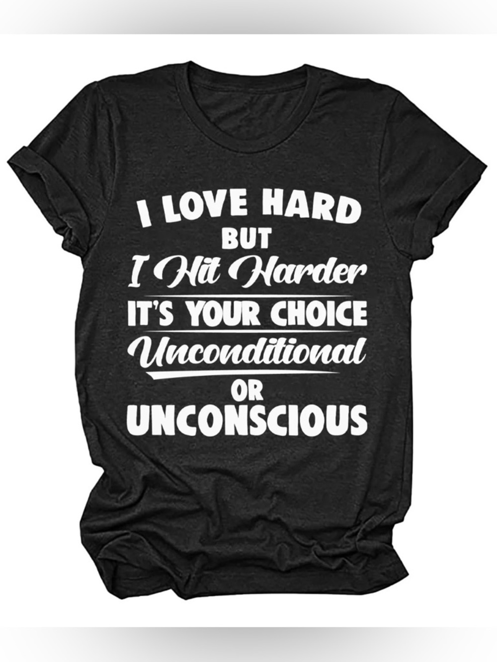 I Love Hard' Graphic Black Tee